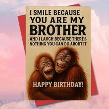 1pc "Loving Birthday Wishes For Brother Card" Greeting Card With Envelope - Orangutan Design - Centric Card For Birthday Occasions, Sending Tender Sibling Affection To Brother, Great For Siblings, Birthday Celebration Present - Multicolor - View 15