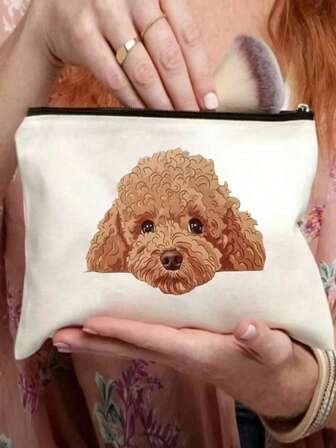 Cute Cartoon Dog Design - Portable Travel Makeup Organizer Bag, Durable Lightweight Design | Casual Cosmetic Pouch | Durable Storage Bag, Travel Makeup Bag Make Up Bag Makeup Pouch Cosmetic Bag Toiletry Bag Wash Bag Travel Essential Cruise Essentials Vacation Essentials For Men Women