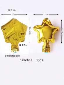 50pcs/20pcs 5-Inch Gold & Silver Mini Pentagram Foil Balloons, Wedding Birthday Party Decoration Aluminum Foil Balloons - Multicolor - View 3