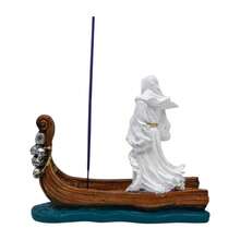 Porta Incienso De Santa Muerte En Balsa 14cm - Blanco - Ver 3