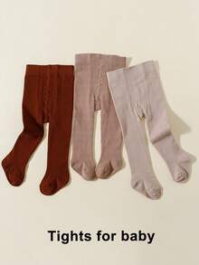 3pcs Children's Plain Solid Color Tights, Suitable For Daily Wear - Multicolor - View 13
