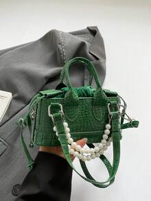 New Stylish Handbag, Fashionable Personalized INS Shoulder Bag, Niche Korean Style Handbag & Shoulder Bag With Beaded Strap - Multicolor - View 16