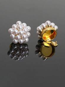 2个可爱纽扣套，可装饰衬衫袖扣，优雅仿珍珠纽扣夹，女士衬衫扣盒，无需缝纫，手工制作节日礼物