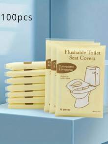 100/60/50/10片装一次性马桶座套，水溶性，适用于旅行和公共卫生间，浴室装饰，四季皆宜
