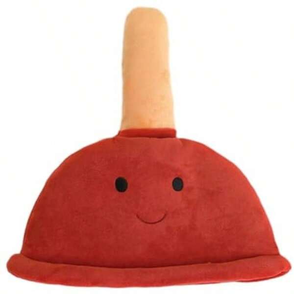 Funny Hats Red Toilet Plunger Party Hats Plush Funny Costumes for Adults Cosplay Performance Dress Up Props Gifts