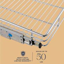 HOLD N' STORAGE Organizador extraíble para gabinetes resistente con garantía limitada de por vida 22 pulgadas de ancho x 21 pulgadas de profundidad. Requiere al menos una apertura de gabinete de 231 4 pulgadas cajones de metal de acero deslizables acabado chapado en cromo - cromo - Ver 7