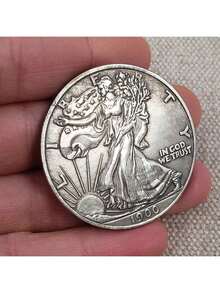 1pc Vintage Embossed Various Years American Statue Of Liberty 40mm Silver Commemorative Coin, Random Delivery - Multicolor - View 6
