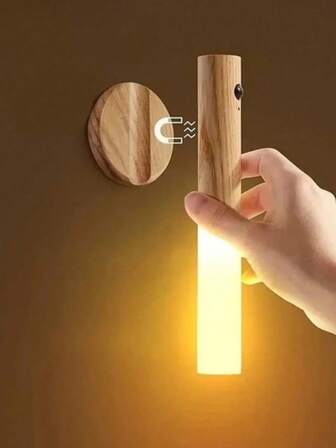 Antique Wood Grain Motion Sensor Night Light, LED Rechargeable, Perfect For Home Decor, Interior Design, Cabinets, Bathrooms, Hallways