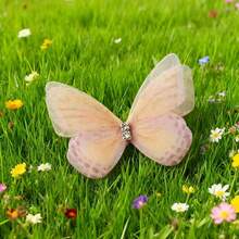 100pcs Random Dreamy Sheer Butterfly Hair Accessory Set, Fairy Gradient Color 3D Butterfly Hair Clips, Sweet & Elegant Hair Ornaments For Girls