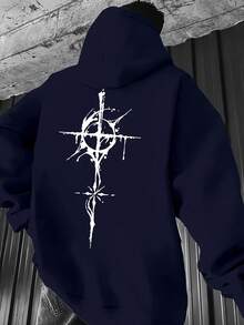 Sudadera Casual para Hombre - Amarillo Brillante con Diseño de Patrón Geométrico Negro en la Parte Posterior, Sudadera Holgada, Adecuada para Atuendos Diarios y Formales, Moda de Primavera, Estilo Urbano, Tela Elástica, Estilo Unisex, Jóvenes - Negro - Ver 9