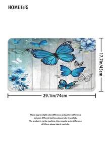 4pcs Blue Butterfly Floral Wood Shower Bathroom Set, Fresh Nature-Inspired Waterproof And Wear-Resistant Bathroom Decor And Accessories,With 12 Hooks - Includes Toilet Seat Cover, Bath Mats, And Rugs Polyester Fabric - Washable - Perfect For Holiday Decor,Gift,Home/Bedroom/House/Western Decoration,Spring Decorations - 彩色 - 查看 11