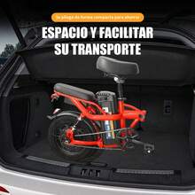 Bicicleta eléctrica plegable para adultos de 14 pulgadas: pico de 400 W, motor sin escobillas de alta velocidad, batería extraíble de 48 V 10 Ah, alcance de 45 KG, suspensión doble de dos asientos, 3 velocidades, neumáticos todoterreno, perfecto para caminatas, todoterreno, desplazamientos y regalos, estilo deportivo y componentes de alta calidad. - Rojo - Ver 6