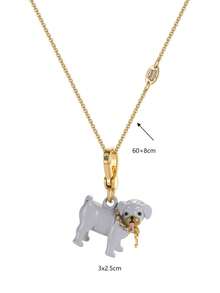 1Pc Fashion Cute Enamel Letter Printed Pug Puppy Pendant Necklace For Women Sweet Cool Party Jewelry, High-End Accessories, Bag, Keychain Pendant, Pet Enthusiast Gift,Back-To-School Gift,Halloween Gifts - Pekingese Pendant Necklace - View 6