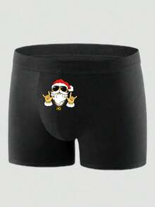 Boxers noirs imprimés pour hommes, convenant pour les vacances, le port quotidien, et également un cadeau parfait pour le petit ami ou le mari - Noir - Voir 2