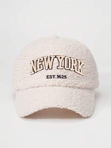 1pc Embroidered NEWYORK Teddy Fleece Adjustable Baseball Cap, Casual Outdoor Hat - Baseball Cap - View 8