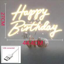 1pc Happy Birthday LED Neon Sign, Holiday Wall Decor, Home/Party Room Wall Decoration, USB Powered, Suitable For Birthday Party Theme - Multicolor - View 5