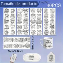 40张德语励志语录主题转印贴纸套装 - 激励人心的名言贴纸，适用于家具、玻璃，易于粘贴，DIY家居生活灵感 - 彩色 - 查看 3