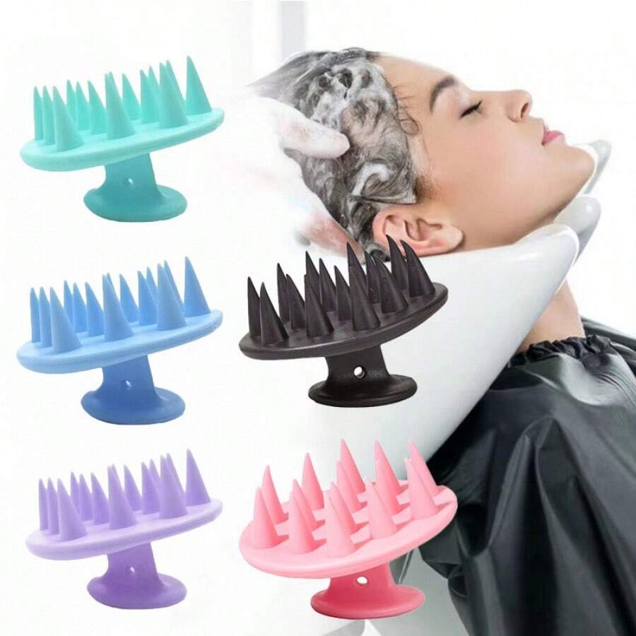 1Pcs Scalp Massager Devices Silicone Hair Scrubber Soft Long Bristles Head Shampoo Comb Brush - 1 cái màu xanh - Xem 1