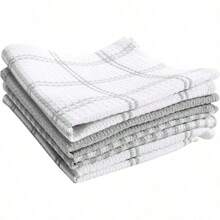 T-fal Textiles 4 Unidades algodón Flat Waffle de Cocina Plato Gamuza Breeze Gris 1 - Gris - Ver 2