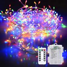 1 件仙女灯串，200/100/50 LED 灯珠，8 种模式，带遥控器和定时器，室内/室外经典电池供电装饰照明，卧室派对，花园树派对装饰，圣诞节万圣节节日装饰 - 電池盒 - 查看 17