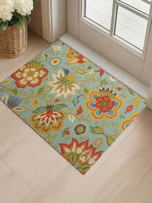 1pc Bohemian Floral Kitchen Rug Doormat - Non-Slip Mat, Suitable For Kitchen Sink Area, Colorful Boho Style Kitchen Decor