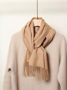 Thick Long Shawl/Blanket, 280g - Khaki - View 6