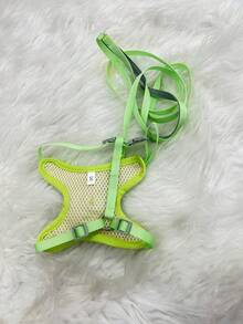 Cute Pet Collar And Leash Set, Collar For Small Dog Walks, Anti-Escape Collar For Cats, Adjustable Vest For Cats. - màu xanh lá - Xem 3