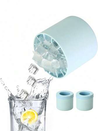 Cylinder Silicone Ice Cube Mold, Ice Cubes Maker, Decompress Ice Lattice, Press-Type Easy-Release Ice Cup