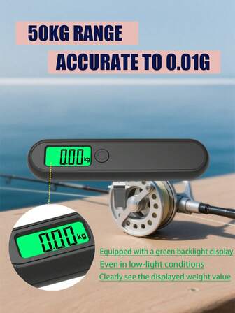  【电子秤】50公斤大容量高精度手持秤，便携式行李秤，带高清液晶数字显示屏，秤绳适用于工业吊秤、渔秤，电池供电（不含电池）