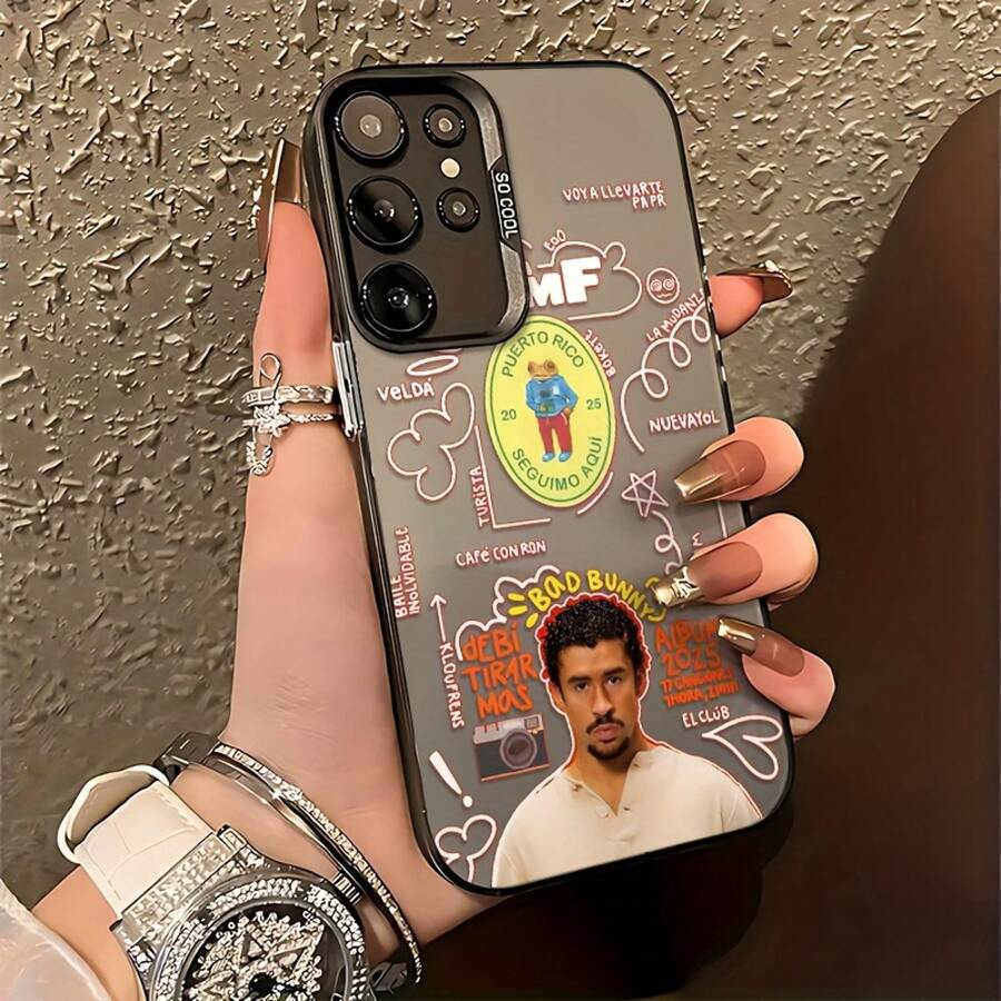 El estuche de teléfono para el rapero de moda compatible con para para S25, S24, S23, S22, S21, S20 FE Ultra Plus 4G 208G, con una funda trasera mate anti-caída.17 17promax - Negro - Ver 1
