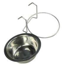 Protable Stainless Steel Hang-On Pet Bowl Big Capacity Stationary Dog Bowl Hanger Cage Cup Cat - 13cm - Xem 1