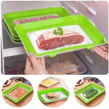 4个可堆叠冰箱储物盒，真空保鲜托盘，高品质冷切设计，适用于新鲜蔬果、面包、肉类，是家庭和专业厨房的理想储物方案。 - 彩色 - 查看 6