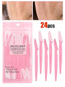 30pcs. Eyebrow Trimmer Set, Eyebrow Trimmer, Long Handled Eyebrow Trimmer, Beauty Tool, Used For Eyebrow Trimming, Razor, Precision Exfoliating Tool Eyebrow Trimmer, Facial Razor Blade, Eyebrow Trimmer Blade And Razor With Protective Cover, Used For Removing Facial And Body Hair, Suitable For Travel, Suitable For Both Men And Women. 1/3/6/12/24pcs. - 彩色 - 查看 6