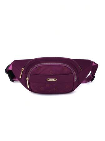 1pc New Solid Color Nylon Fabric Zipper Closure Water-Resistant Fashionable Casual Backpack, Multi-Pocket Unisex Waist Bag Suitable For Daily Commute, Cycling, Business