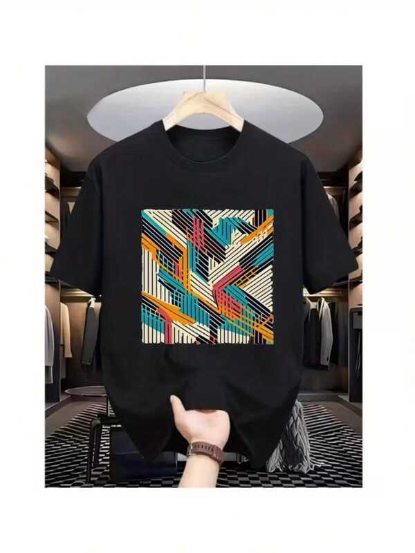 Camiseta Unissex 100% Algodão – Desenho Abstrato – 100% algodão-Malha premium-Camiseta personalizada-Premium-Modelo Casual-Basico-Malha Penteada-Unissex  Verão  Primavera / Outono    Ajuste Regular