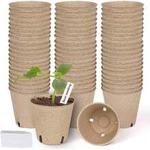 60 Packs .15 Inch Peat Pots, Pots For Seedlings With Drainage Holes, Garden Germination  Pots With 50 Count  Labels - 60 - 查看 1