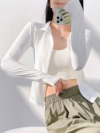 女士冰丝立领防晒外套，透气户外瑜伽骑行运动服，防紫外线，修身款