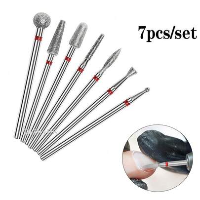 7개 네일 폴리싱 비트, 네일 드릴 비트, 네일 폴리싱 클리닝 브러시, 아크릴 젤용 페디큐어 리무버, 네일 폴리싱 도구, 네일 아트 페디큐어 매니큐어 도구