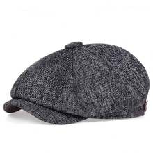 1pc Men's Solid Color Linen Newsboy Cap, Casual Outdoor Hat Suitable For Spring, Autumn, Travel, Beach, Party,Summer,Holiday,Festival - Dark Grey - View 6