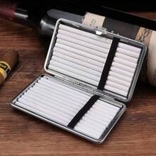 1个100毫米香烟盒，配有加长皮绳、香烟夹，PU皮革材质，优雅黑色，简约设计，适合作为男女高端节日礼物 - 黑色 - 查看 12