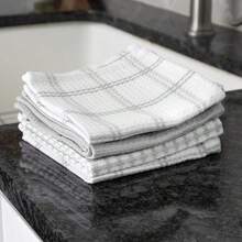 T-fal Textiles 4 Unidades algodón Flat Waffle de Cocina Plato Gamuza Breeze Gris 1 - Gris - Ver 6