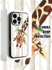 1PC Funda de teléfono TPU con diseño de jirafa en bosque de árboles blancos, estilo natural y artístico, combinación de vida silvestre y paisaje sereno, protección para lente, resistente a caídas, textura mate suave, ideal para amantes de la naturaleza, personas creativas y quienes buscan un accesorio con toque tranquilo y estético, regalo especial, compatible con iPhone16/15/14/13/12/11/XS/XR/X/PLUS/PRO/PROMAX, compatible con Galaxy A21/A24/A25/A32/A34/A35/A54/A55, Galaxy S20/S21/S22/S23/S24 Ultra, agarre cómodo, regalo de temporada para amigos, novia, novio, familia - Negro - Ver 4