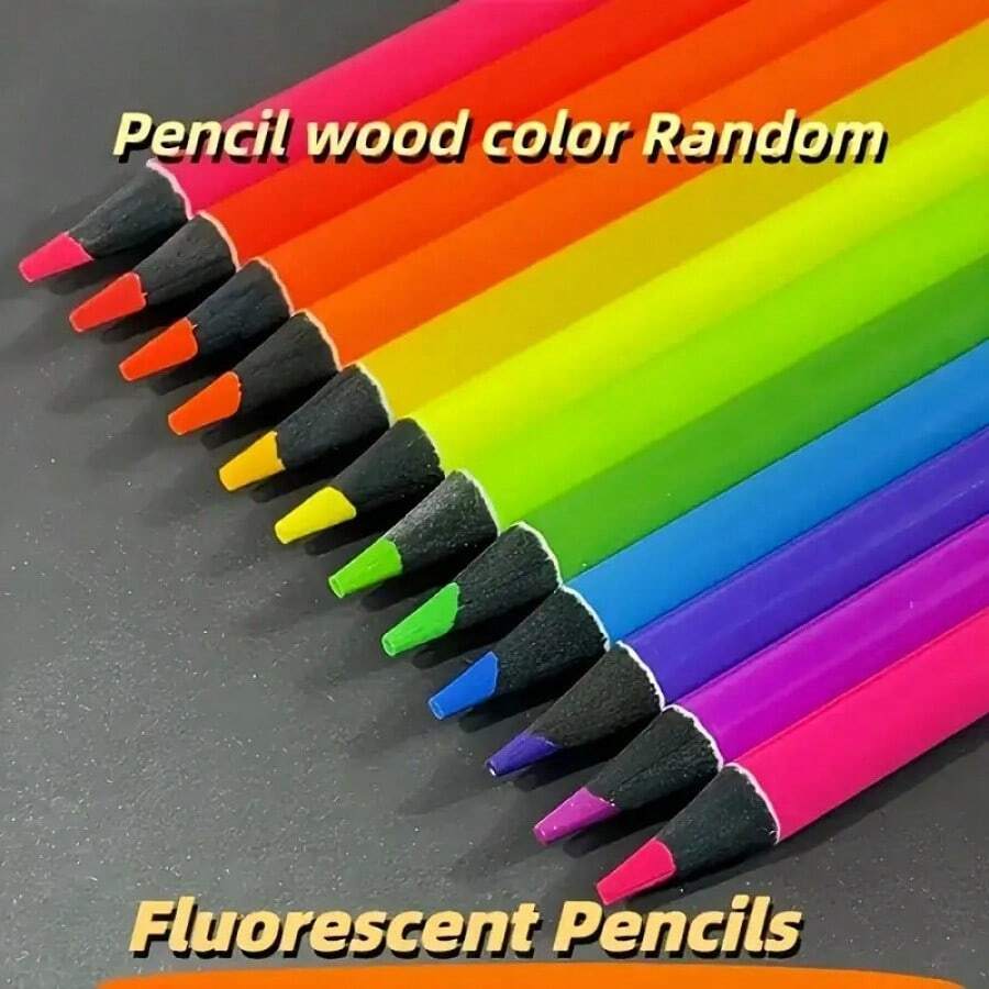 12-24 Lápis de Cor Fluorescentes - Núcleo Macio para Livros de Colorir para Adultos, Cores Vibrantes, Duráveis, Adequados para Artistas e Iniciantes, Ferramenta Profissional de Pintura e Mistura Detalhada, 24/12 Cores, Materiais de Arte, Lápis de Cor, Escrita Suave, Ferramentas de Arte, Profissionais, Lápis de Cor de Alta Qualidade, Lápis de Cor Escolares, Desenho com Lápis de Cor Profissional, Conjunto de Lápis de Cor, Materiais Escolares, Lápis de Cor Escolares, Lápis de Cor