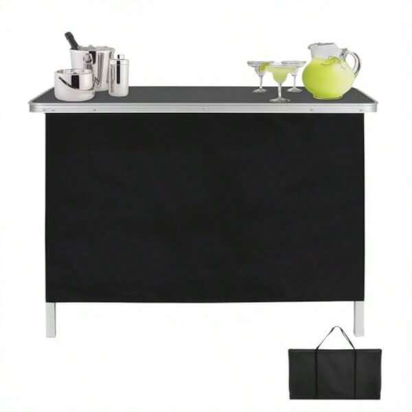 Portable Bar Table With Carry Bag Stylish Outdoor Bar Table With Sturdy Metal Frame And WeatherResist Finish Folding Patio High Top Table For Backyard Balcony And Poolside Black 2025 Updated