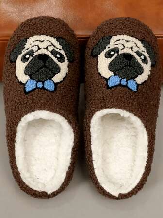 Nya Tecknade Djur Katt Broderi Plysch Tofflor Herr & Dam Vinter Hemtofflor