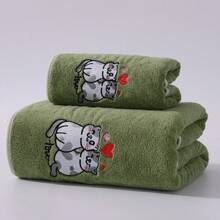 情人节礼物（1件/2件装） - 珊瑚色毛巾套装或单条毛巾，浴室配件套装，可爱刺绣猫咪图案，柔软速干，轻便易携，适用于面部、身体、头发、泳池和健身房 - 男女通用/情侣礼物