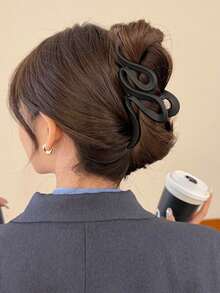 4个/1个装 女士5英寸/12.7厘米波浪棕色、黑色、白色、卡其色大号哑光简约塑料发爪夹，优雅百搭的日常、海滩、沐浴、化妆、搭配服装的冬季发夹 女士发饰 - 彩色 - 查看 2