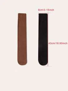 1双儿童加厚羊毛过膝袜，羊毛条纹护腿套，女童长袜，秋冬季 - 彩色 - 查看 11