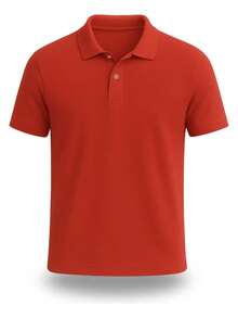 Men's Classic Pique Polo Shirt - Factory Price - Red - View 2