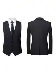Traje De Negocios 3 Piezas Traje Casual Para Hombre - Negro - Ver 2